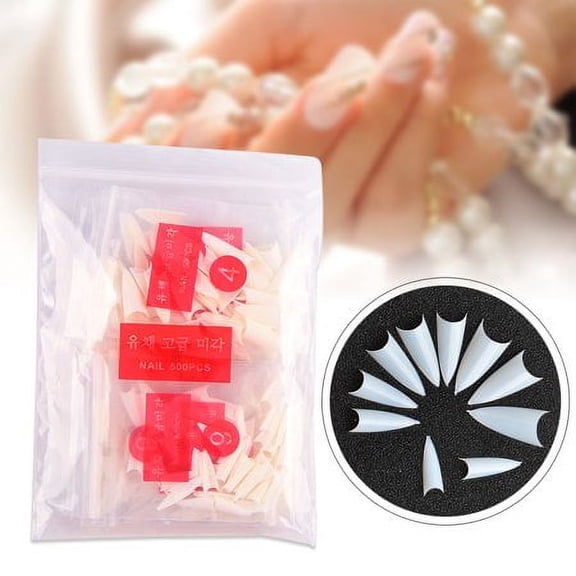 500pcs Curved Half Cover Almond False Nail Tips,10 Sizes Acrylic Long Fake Nails,Nail Art Mani Pedi Artificial Finger Nail Tips By