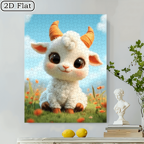 500pcs Cute Goat Puzzle - Large for Families with 200pcs Goat-Themed chunks, Colorful Durable Cardboard Board Game, Challenging Brain Teaser Wall Decor (Perfect Gift for Puzzle Lovers) 500pcs)