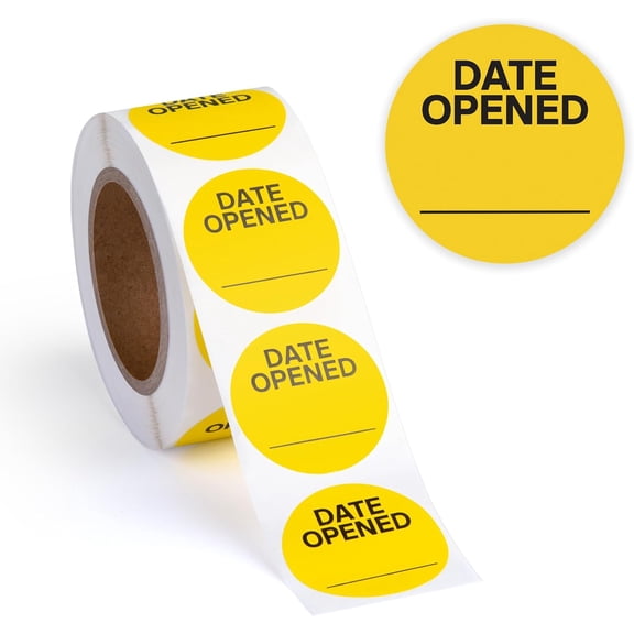 500pcs Date Opened Stickers, Medication Safety Label, Food Date Label Roll, 1.25" Diameter