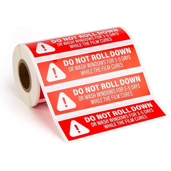 500pcs Do Not Roll Down Window Stickers, Removable Adhesive Warning Labels for Automotive Tint Shops, Vinyl Wrapping, 1" x 4"