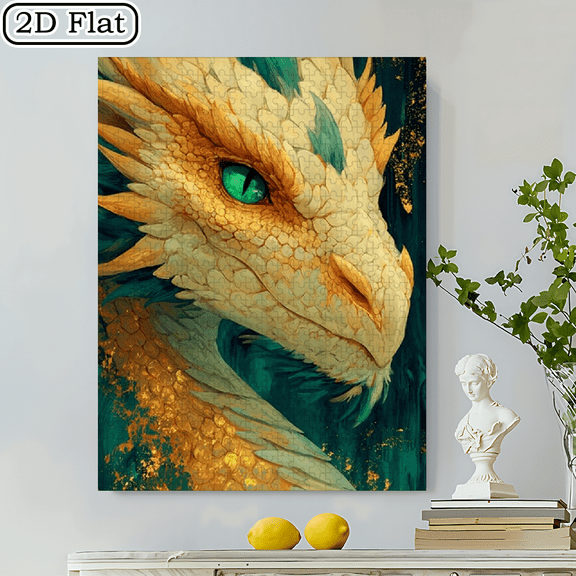 500pcs Dragon Head Jigsaw Puzzle Suitable for Families - Large Challenging Brain Teaser with Dragon Art, Stress-Relieving Game, Portable Box, Perfect Gift for Christmas, Birthdays, Parties - 500pc