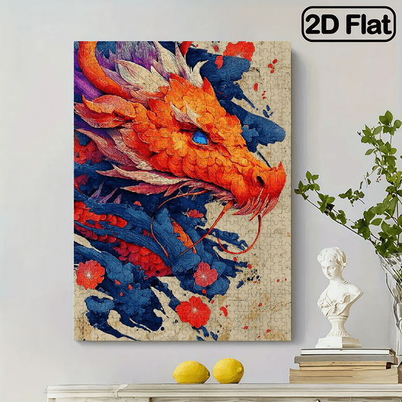 500pcs Dragon Puzzle Suitable for Families - 20.515" Dragon Picture Puzzle, Challenging Cardboard Box for , Stress-Relieving Family Activity, Educational Festivals (500pcs)