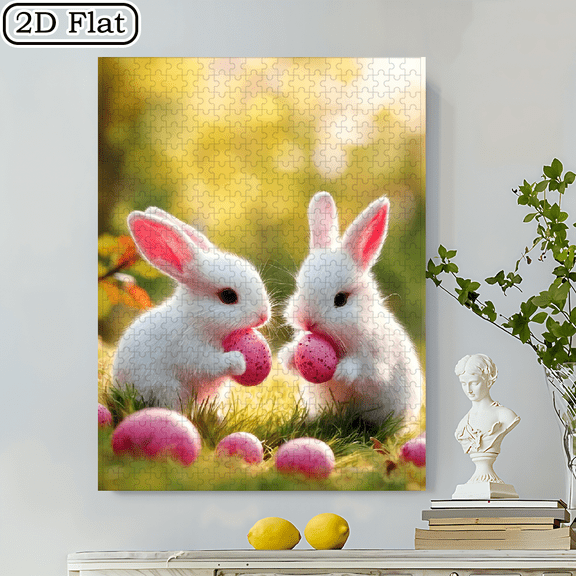 500pcs Easter Bunny Jigsaw Puzzle Suitable for Adults Families - 20.4*19.4 Inch Cardboard Picture Book Game, Portable DIY Spring Scene with Bunny Rabbits, Ideal Birthday Gift for Adults, New Year,