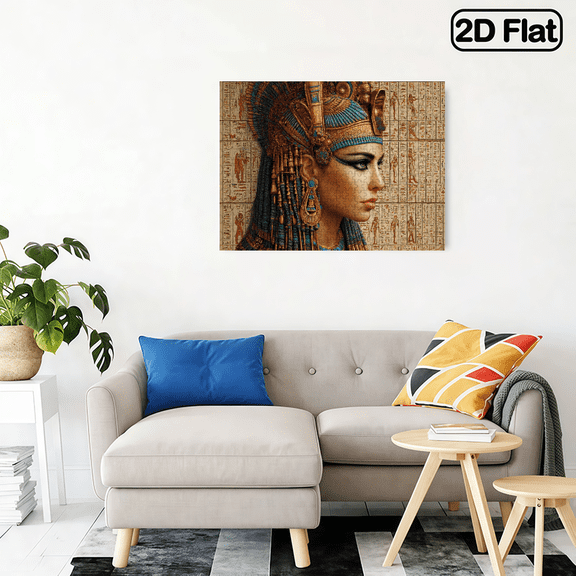 500pcs Egyptian Cleopatra Puzzle - Ancient Egypt Royalty Jigsaw with Thick Durable White Cards, Historical Portrait Brain Teaser for Adults Families, 20.4*14.9 in.