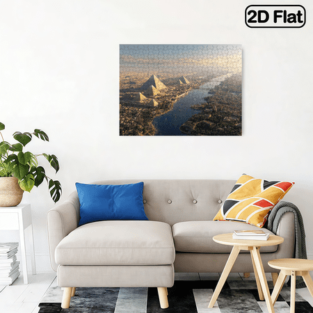 500pcs Egyptian Nile River Sunset Puzzle with Pyramids Cairo Skyline - Challenging Large Picture Book for Adults, Beginners, Family Bonding Activity, 20.4*14.9 in.