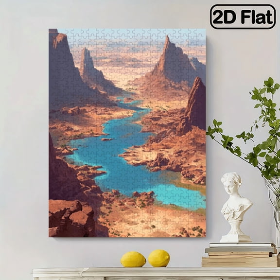 500pcs Egyptian Pharaoh Black Cat Pyramids Puzzle for Adults - Large-Scale Challenging Brain Teaser with Nile River Map, Ancient Egypt History Educational Activity, 14.9*20.4 in.