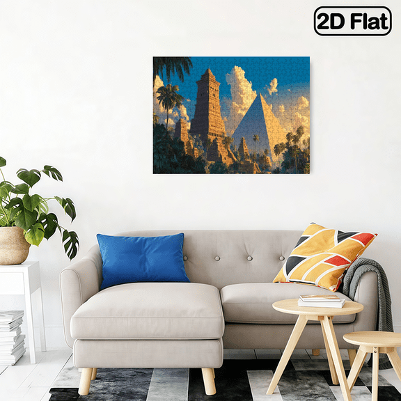 500pcs Egyptian Pyramid Puzzle for Adults - Nile River History Pharaohs Era with Ancient Egypt Map, Pyramids of Giza, 20.4*14.9 in.