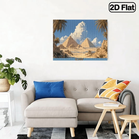 500pcs Egyptian Pyramids Puzzle for Adults - Large Challenge, Ancient Egypt Desert Landscape with Sphinx-like Pyramid, Logic Building Activity,20.4*14.9 in.