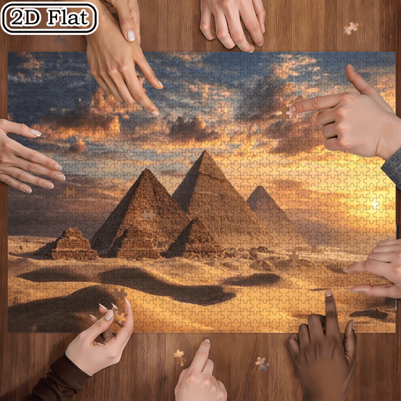 500pcs Egyptian Pyramids Puzzle - Large-Scale Ancient Wonders of Egypt with Great Pyramid of Giza Desert Scenery, Challenging Brain Teaser for, or Gift for History Buffs Puzzle Lovers