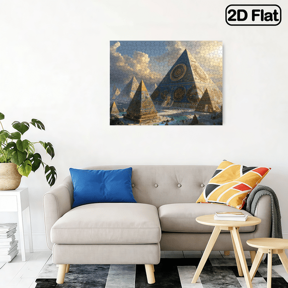500pcs Egyptian Pyramids Puzzle Suitable for Adults - Large Square Brain Teaser with Nile River Pyramids of Egypt, 20.4*14.9 in.