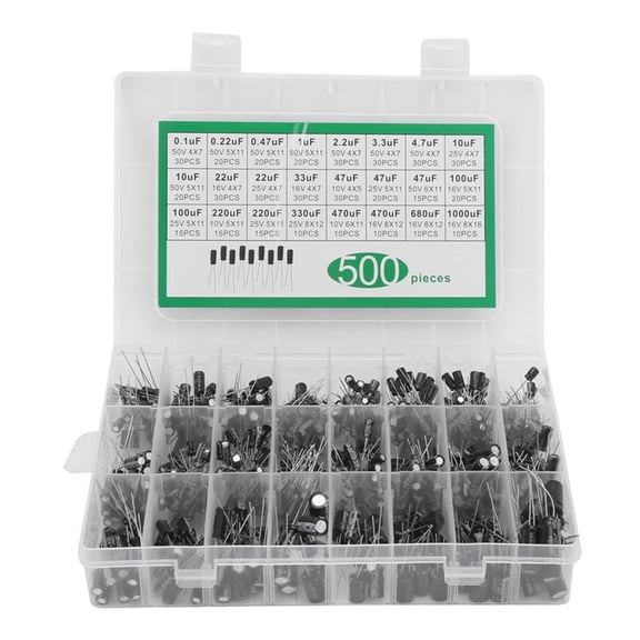 500pcs Electrolytic Capacitor Assortment set Comprehensive Electronic Component for Electronics Projects & Circuit