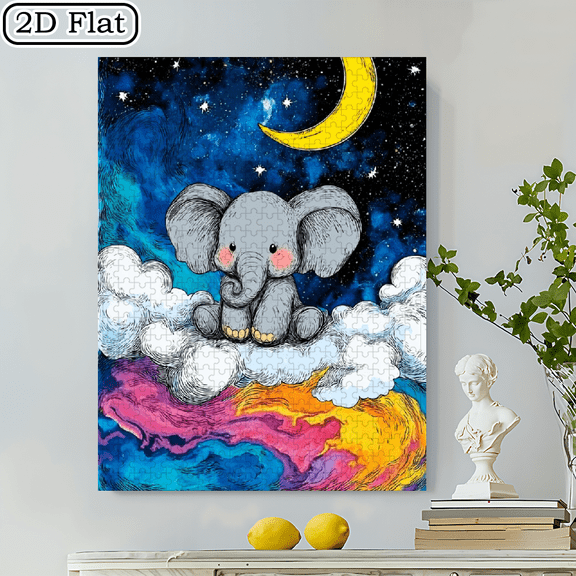 500pcs Elephant Puzzle Suitable for s Families - Jigsaw Challenge, Stress-Relieving Cardboard Brain, Portable Elephant-Shaped Pieces, Ideal, Holidays, Parties (Ideal for Ages)