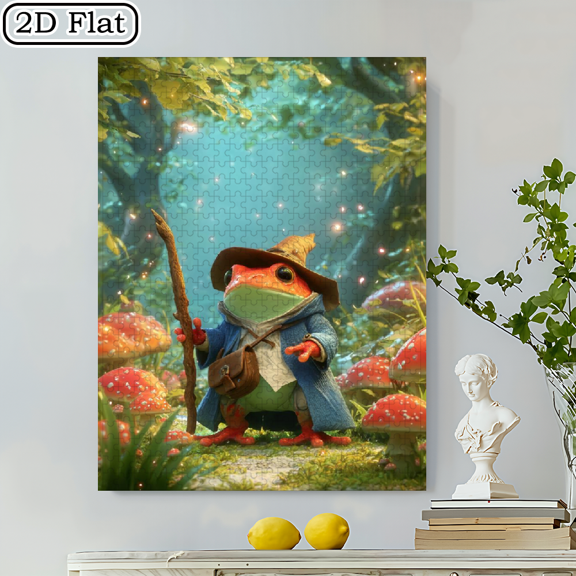 500pcs Enchanted Frog Wizard Jigsaw Puzzle, Measuring 20.4x15 Inches, Made of Cardboard. A Fun Way to Relieve Family Stress, Perfect for New Year.