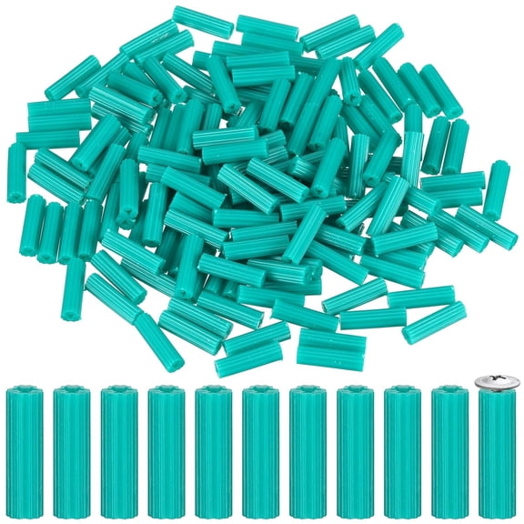 500pcs Expanding Plastic Screw Anchors 1/4" Hole Green Plastic Anchors for Concrete Tile Cement Bolt Expansion Tube for #10,11,12 Screws, Fix to Wall Drywall or Other Surface (1")