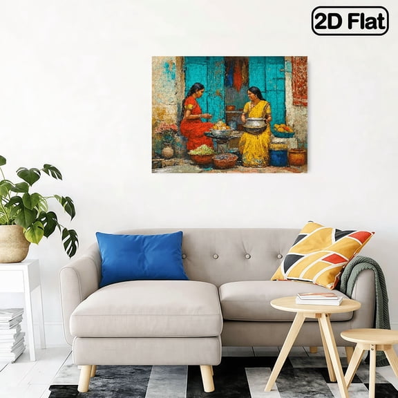 500pcs Extra Large Jigsaw Puzzle - Indian Village Market Scene with Women, Traditional Indian Clothing Colors ,Challenging Large Puzzle for Adults Families,20.4*14.9 in.