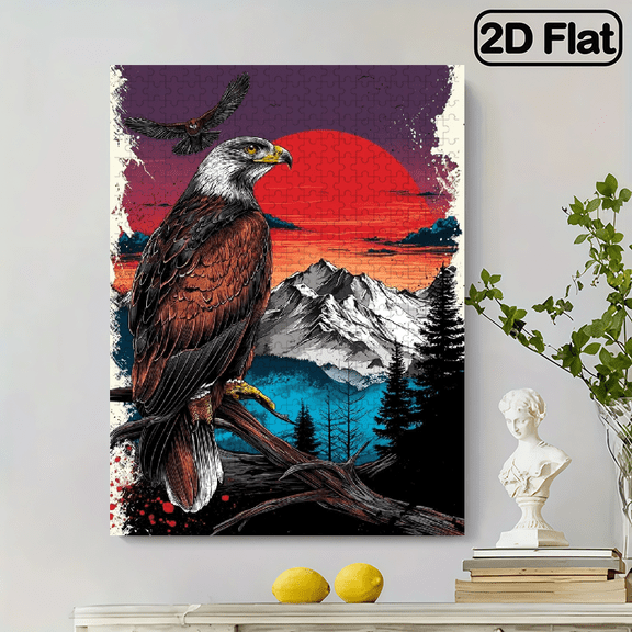 500pcs Extreme Challenge Jigsaw Extra-Large 15x27.56in (30x52cm), Interlocking, Thick Cardboard, Scratch Fade ResistantJIGSAW PUZZLE 500pcs featuring a detailed illustration of a hawk perched on a