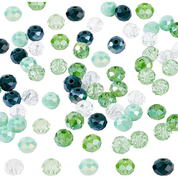 500pcs Faceted Glass Beads 6mm Green Beads for St Patrick Day 5 colors Christmas Green Loose Beads Spacers for Spring Home Decor DIY Earring Necklace Bracelet Making