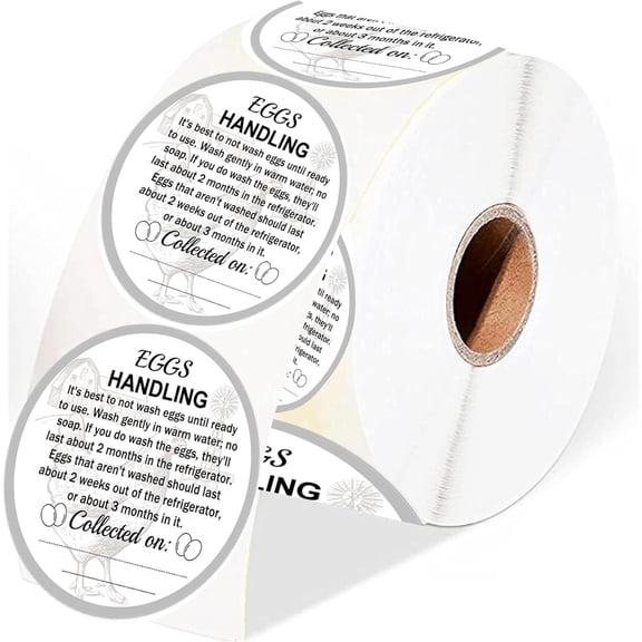 500pcs Farm Fresh Eggs Carton Labels Eggs Handling Stickers 2 Inch Egg Packaging Stickers for Chicken Quail, Duck Egg