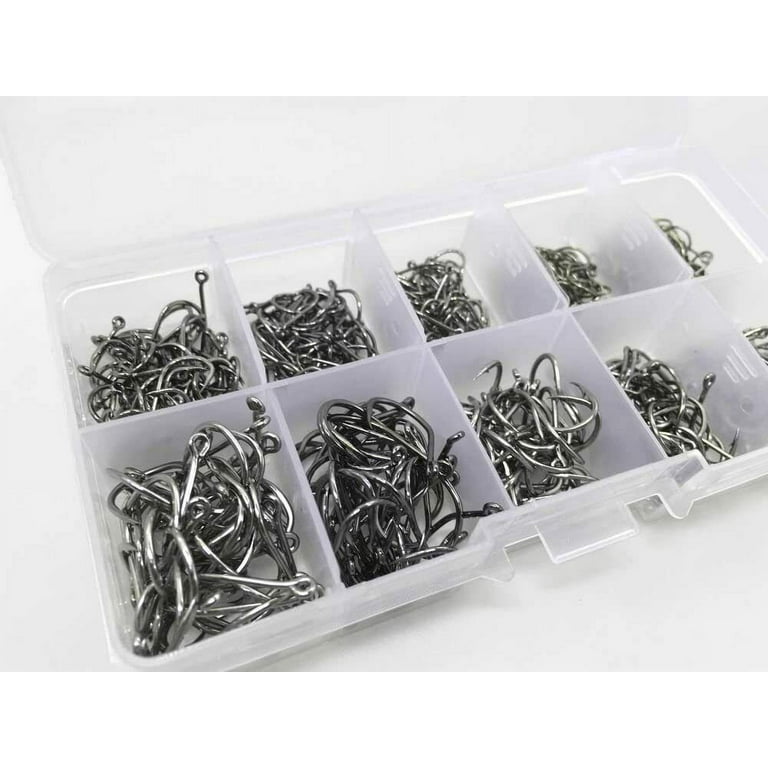 500pcs Fish Hooks 10 Sizes Fishing Black Silver Sharpened With Box Quality  kit 