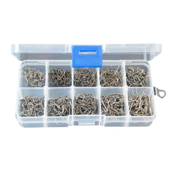 500pcs Fishing Hooks 3# -12# Freshwater Fish Hooks High Strength Carbon Steel Fishing Hooks with Plastic Box