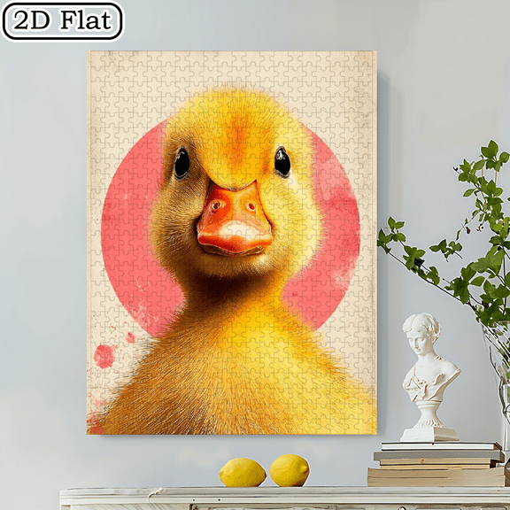 500pcs Fluffy Yellow Duckling Puzzle20.4*19.4 Inches Cardboard Jigsaw, High-Difficulty For Adults Couples, Family Gamer Leisure, New Year Birthday Gift, Art-Lovers' Whimsical Puzzle, Vintage-Style