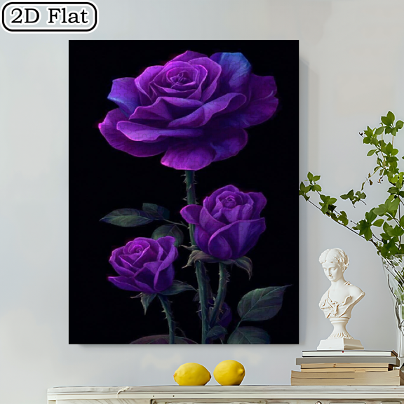 500pcs Fun Puzzle - Purple Rose Artwork - Living Room And Bedroom Home Decor - Holiday And Birthday Gift - Direct Painting Puzzle Game - Paper Puzzle - Brain-Challenging Artwork. Essential for Hom