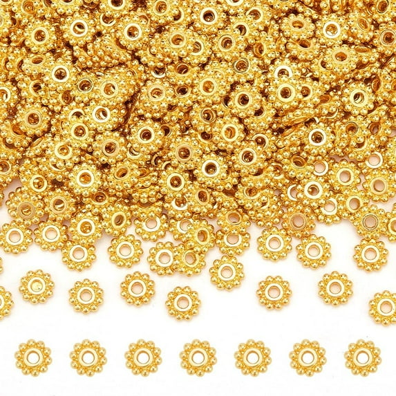 500pcs Gold Spacer Beads 6.5mm Daisy Spacers Flower Beads Mini Snowflake Spacer Beads Metal Alloy Beads Craft Loose Beads for Necklace Bracelet Earring Jewelry Making