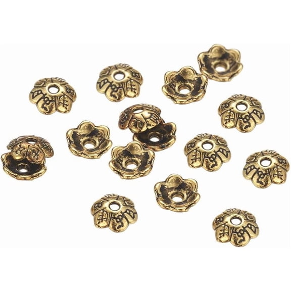 500pcs Golden Beads Caps Flower Cone Ends Caps 6mm for DIY Crafting Earring Bracelet Jewelry Making for diy
