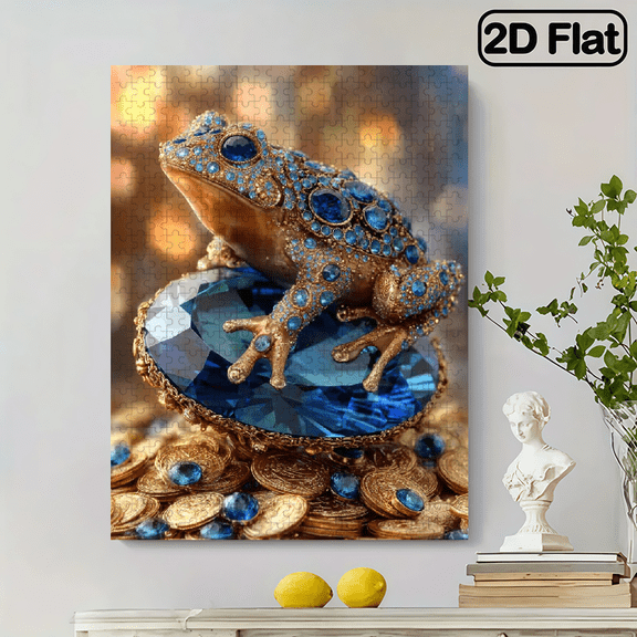 500pcs Golden Gem Frog Large Size Puzzle for Adults - Educational Fun Creative Home Decor Perfect Gift Interactive Family Puzzle Game Unique. 20.4x15 inch