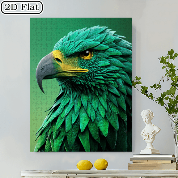 500pcs Green Eagle-head Shaped Jigsaw Puzzle Ideal and Perfect Gift for Home Decoration Family Interactive Fun and Educational Jigsaw Puzzle Game Adult Jigsaw Puzzle. 20.4x15 in