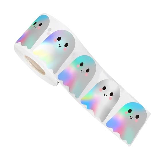 500pcs Halloween Classic Pattern Paper Stickers Roll for Cards Party and Present Decor Silver