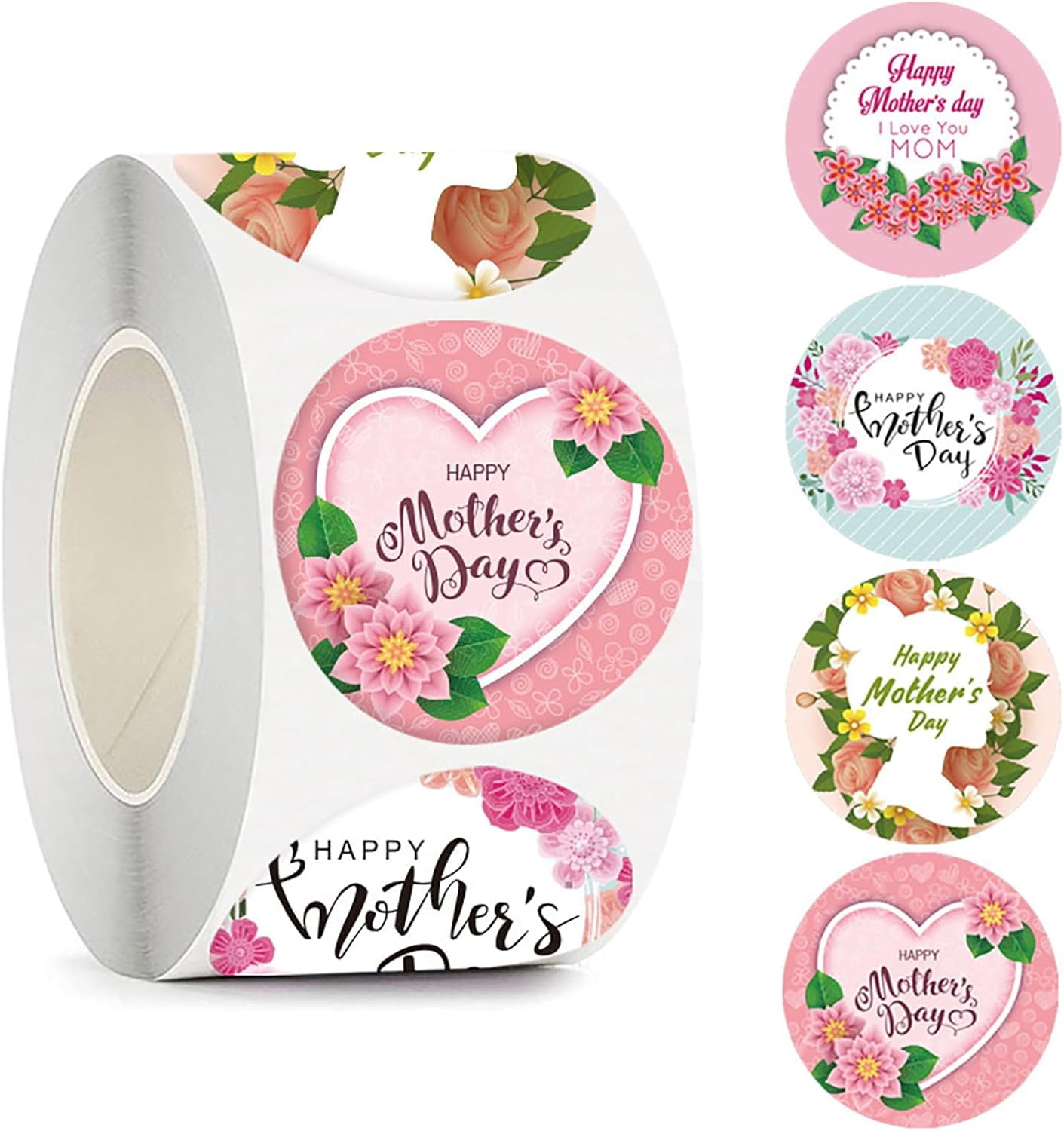 500pcs Mother's Day Stickers - Heart Floral Gift Tags & Envelope Seals