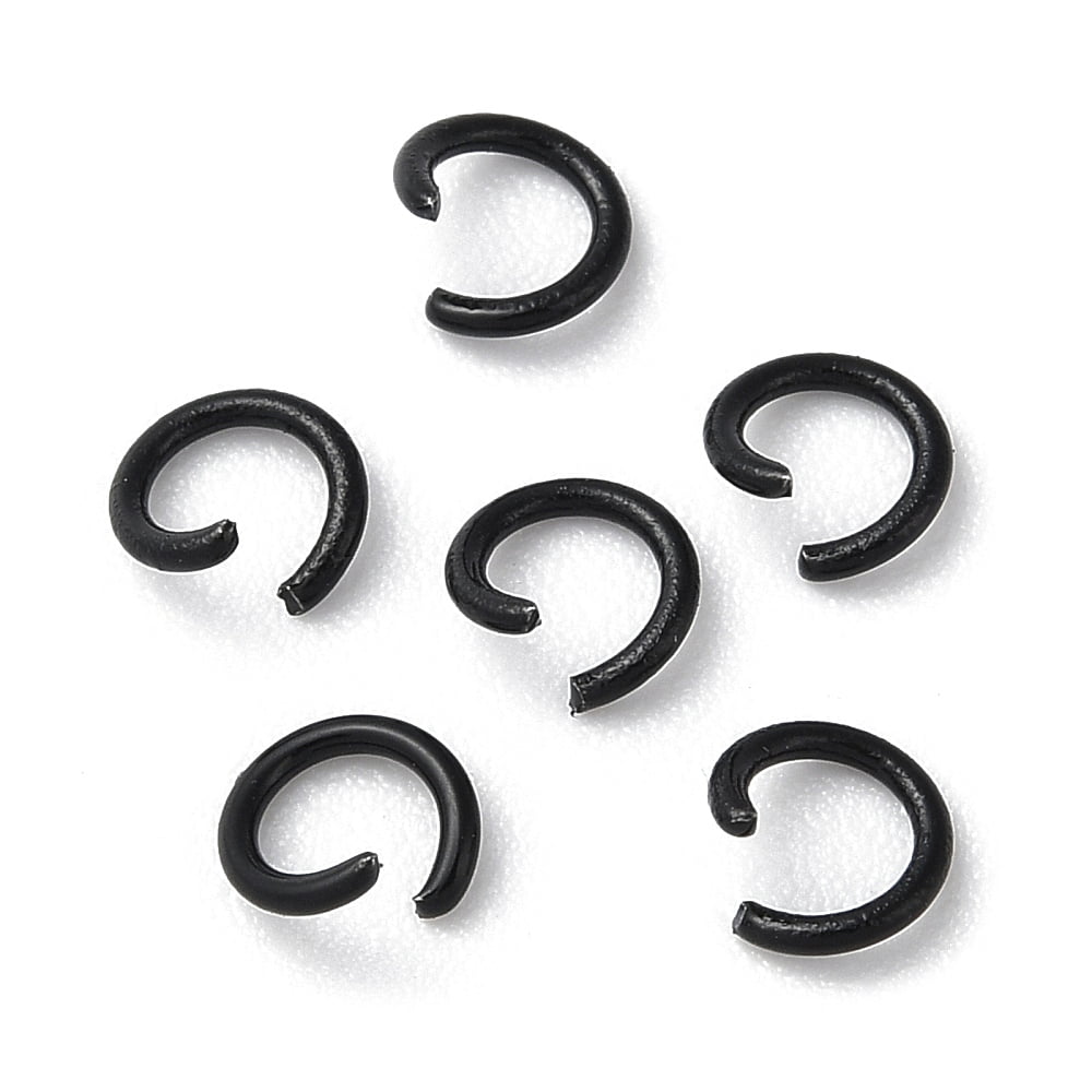 500pcs Ion Plating(IP) 304 Stainless Steel Open Jump Rings Black 20 Gauge 6x0.8mm