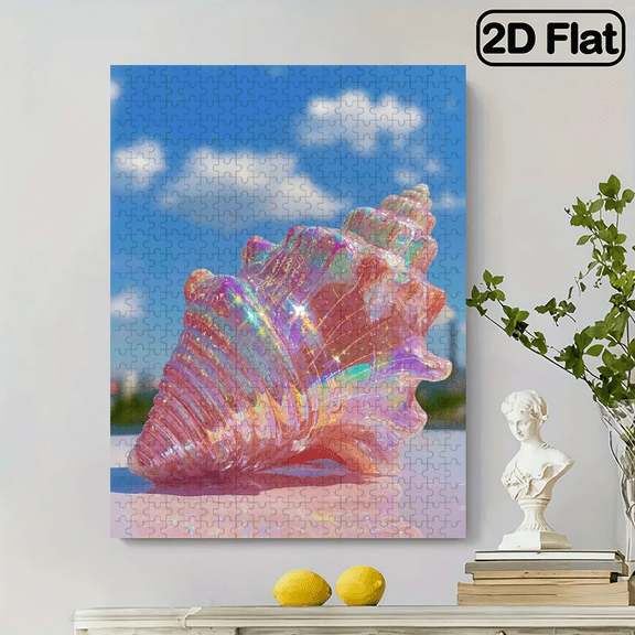 500pcs Iridescent Glass Seashell Puzzle - Perfect Home Decor Gift Interactive Educational Fun Creative Puzzle Game for Adults Large Size Unique Challenge Vibrant Colors Ideal Birthday Gift for P