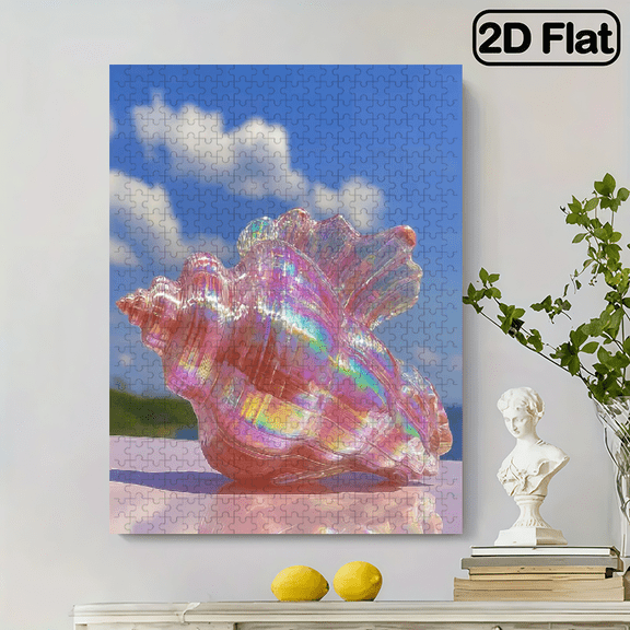 500pcs Iridescent Glass Seashell Puzzle - Perfect Home Decor Gift Interactive Educational Fun Creative Puzzle Game for Adults Large Size Unique Challenge Vibrant Colors Ideal Birthday Gift for P