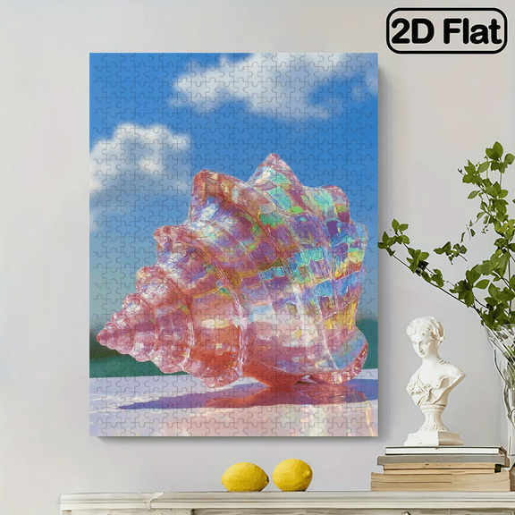 500pcs Iridescent Glass Seashell Puzzle - Perfect Home Decor Gift Interactive Educational Fun Creative Puzzle Game for Adults Large Size Unique Challenge Vibrant Colors Ideal Birthday Gift for P