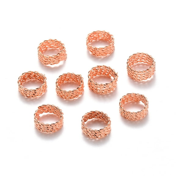 500pcs Iron Dreadlocks Beads Hair Decoration Hair Coil Cuffs Ring 4 Loops Rose golden 14x5mm Hole: 11.5mm