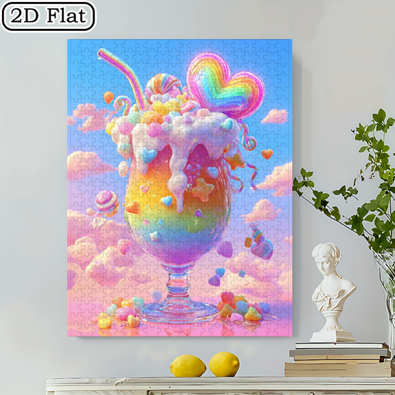 500pcs Jigsaw Puzzle for Adults - Large20.5x15 Rainbow Candy with Lollipops Hearts, 5-Sense Challenge Brain Teaser, Challenging Puzzle Game for Adults Families, Birthday/Christmas/New Year Gift, D