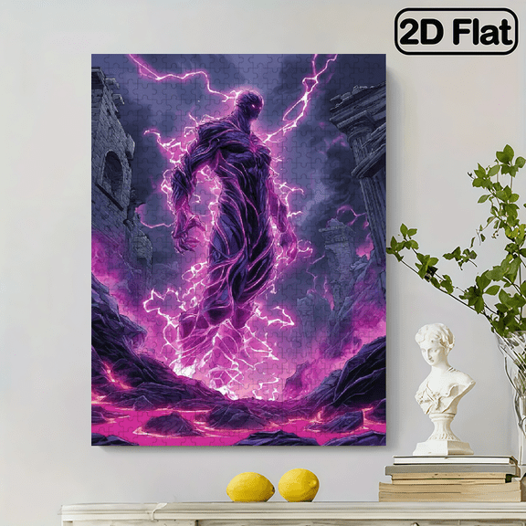 A 500pcs Jigsaw Puzzle Featuring a Purple Humanoid Figure, Measuring 20.5X15 Inches, Made of Cardboard. It'S a Fun Activity for Adults, Couples, Families, And Gamers