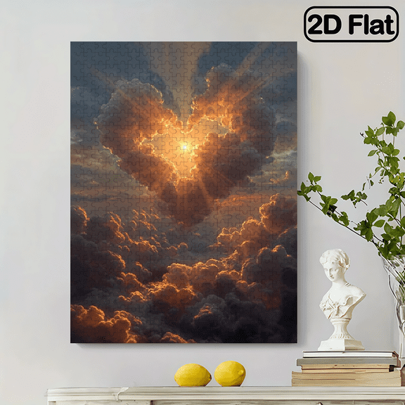 500pcs Jigsaw Puzzle for Adults -size 20.4x15 in Cloud Sunray Rainbow Sky with 500pcs, Challenging Brain Teaser, DIY Family Game Night.