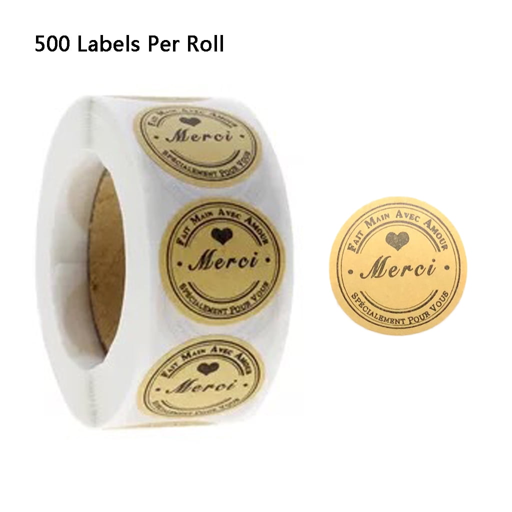 500pcs Kraft Merci French Thank You labels Stickers Envelope Package ...