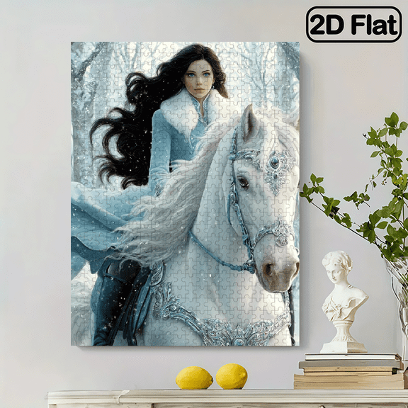 500pcs Large Adult Jigsaw Puzzle Suitable for DIY Brain with Horse Girl Art - Portable Suitable for Travel, 20.4x15 Inch Tabletop Challenge, Relax Gift for Adults,,, Christmas - Horse Riding Pic