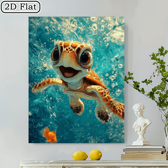 A 500pcs Large Adult Puzzle Featuring a Cute Little Turtle Theme, Measuring20.5x15 Inches. This Challenging Brain Game Is Perfect for Creative Fun with Family And Friends. It Makes an Ideal Gift f
