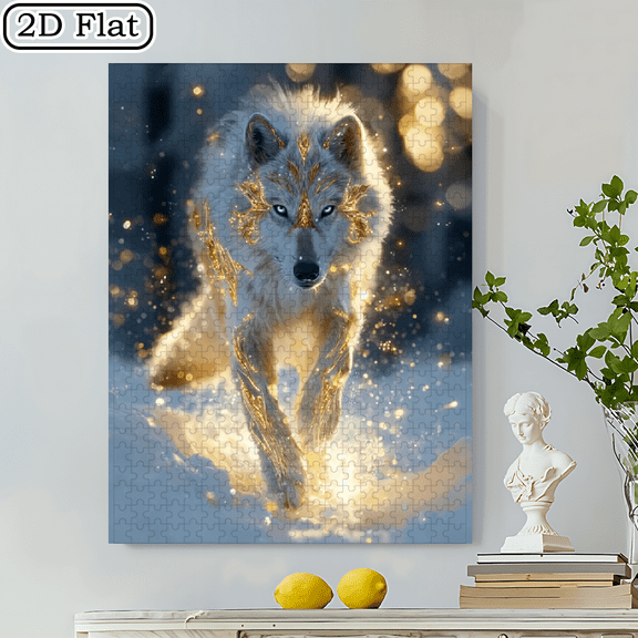 A 500pcs Large Adult Puzzle Featuring Wolves in The Snow, Measuring 20.5x15 Inches. This Challenging Brain Game Is Perfect for Creative Fun with Family And Friends. It Makes an Ideal Gift for Birt