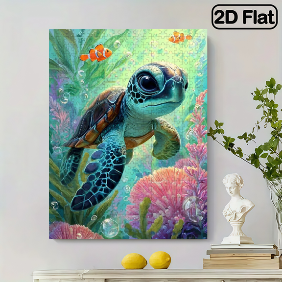 500pcs Large Adult Turtle Puzzle Suitable for - 500pcs Challenge for Adults Families Large Jigsaw Game with Sea /Christmas Gift Portable Brain (500pcs)