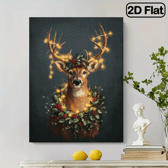 500pcs Large Christmas Reindeer Jigsaw Puzzle Suitable for - -Scratch Pieces, Challenging Holiday Activity, Family Bonding Game, Festive Deer Pattern with Vibrant Colors
