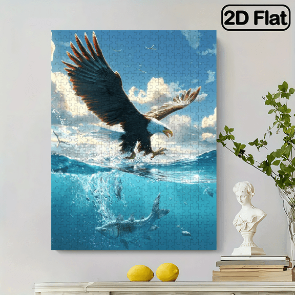 500pcs Large Eagle Flying Fish Puzzle - -Scratch xGame Suitable for Adults Families, Challenging Brain, Perfect Gift for Puzzle Enthusiasts. 20.4x15 in