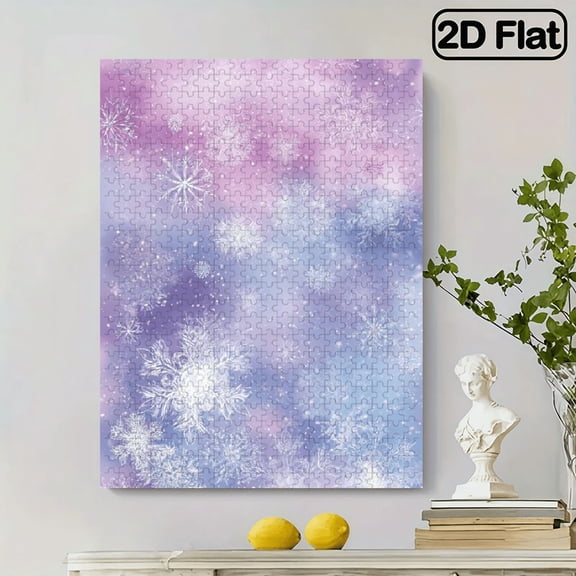500pcs Large Jigsaw Puzzle Suitable with Colorful Snowflake Pieces, -Scratch Board, Challenging Winter Activity for Family, Christmas Gift.20.4*14.9 in.