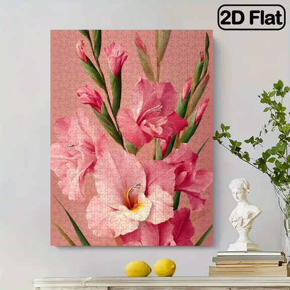 500pcs Large Jigsaw Puzzle Suitable for Adults Families - Pink Flower-Themed with Roses, Daisies Tulips, -Scratch Blanks, Challenging 20.4x15 inch.