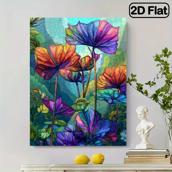 500pcs Large Jigsaw Puzzle Suitable for - Colorful for Lotus Leaf Botanical Art, Challenging Assembly for Family. 20.4x15 in